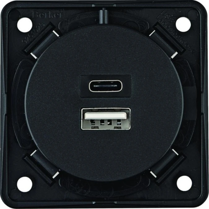 Integro Gniazdo USB ładowania podwójne A+C, 230V, 3.0 A antracyt mat