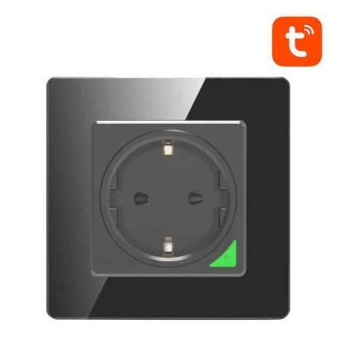 Inteligentne gniazdo ścienne WiFi Avatto N‑WOT10‑EU‑B TUYA (czarne)