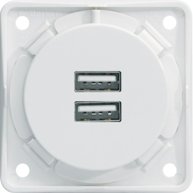 Integro Gniazdo USB ładowania podwójne, 230V, 3A biały, mat 926102509