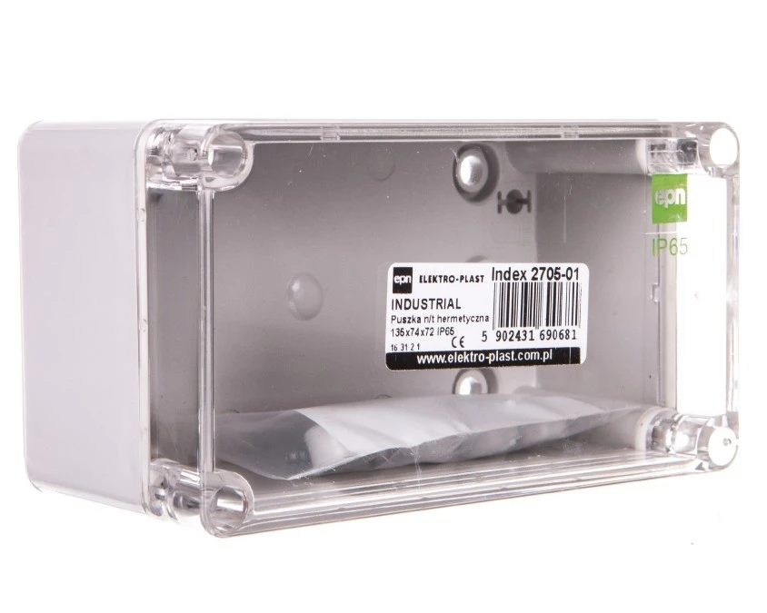 INDUSTRIAL Puszka hermetyczna n/t 135x74x72 IP65 szara 2705‑01