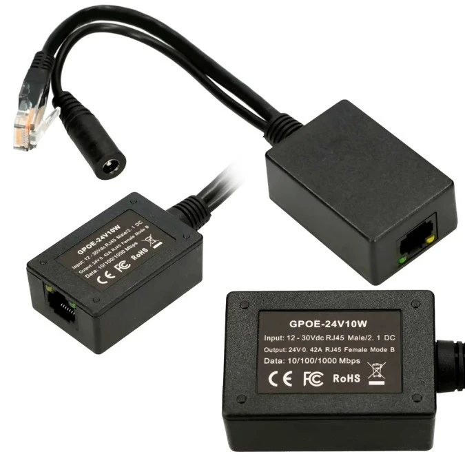 Inwerter PoE Wejście 1x 1000Mb/s RJ45/Jack 10‑24V, Wyjście 24V Extralink 1 Portowy