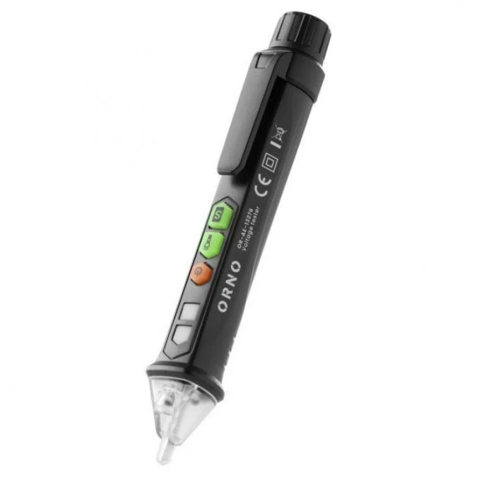 Indukcyjny tester napięcia z latarką, 12‑1000V, AC/DC, czarny,OR‑AE‑13276