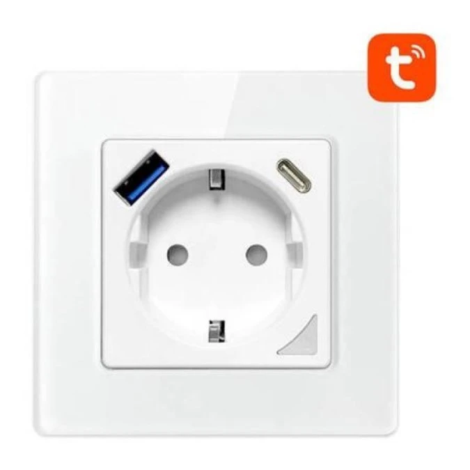 Inteligentne gniazdo ścienne WiFi Avatto N‑WOT10‑USB‑W USB i USB‑C TUYA (białe)