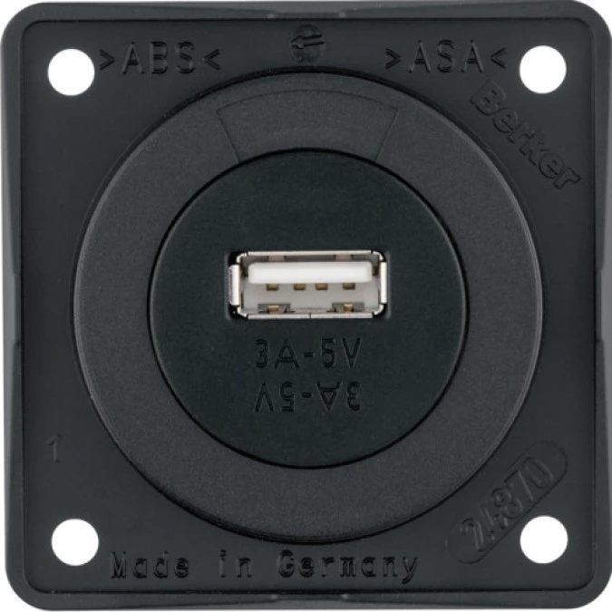 Integro Gniazdo USB ładowania pojedyncze, 12V, 3A antracyt mat, mechanizm czarny 926032505