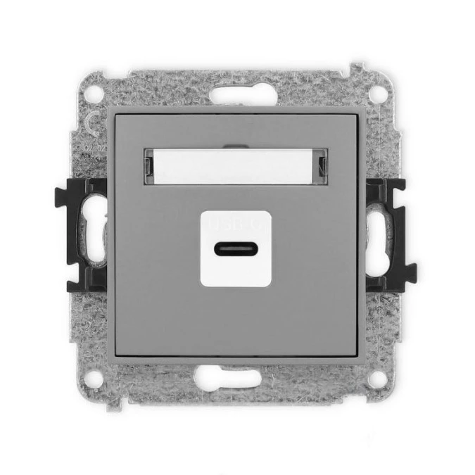 ICON Mechanizm gniazda pojedynczego 1xUSB C‑C szary mat 27IGUSB‑7