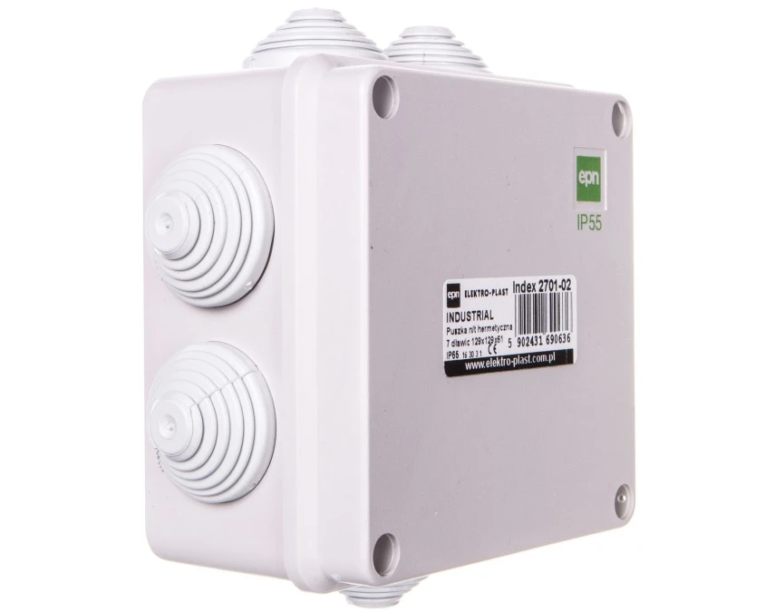 INDUSTRIAL Puszka hermetyczna n/t 129x129x61 z 7 dławnicami IP55 szara 2701‑02