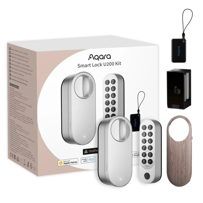 Inteligentny zamek do drzwi HomeKit, Thread, Bluetooth 5.1, NFC Aqara Smart Lock U200 Kit Srebrny