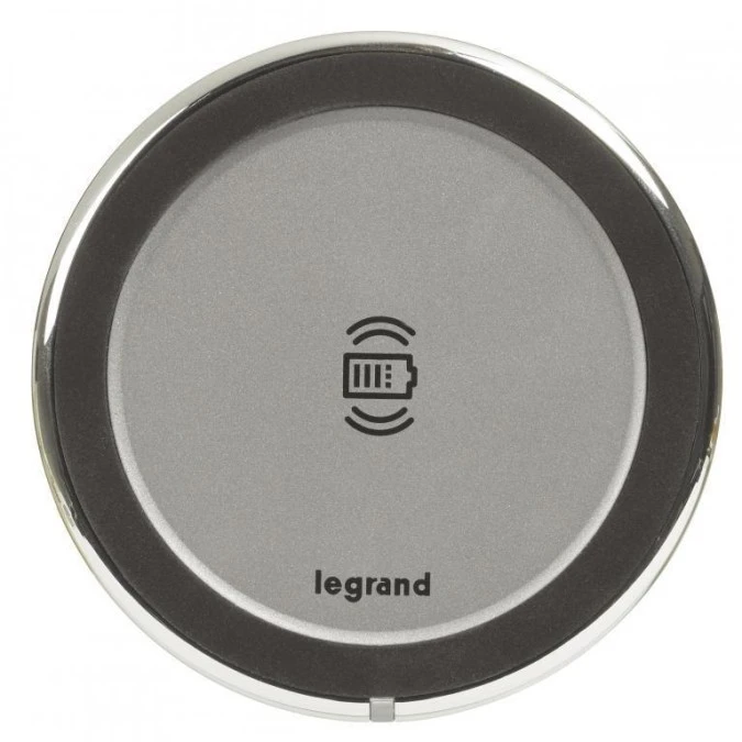 INCARA Gniazdo meblowe DISQ 80 zestaw zasilacz, ładowarka indukcyjna 1x15w 2,5 m aluminium 077640L