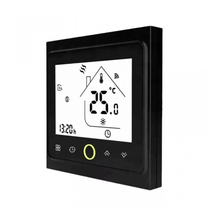 Inteligentny Termostat WiFi 16A czarny model 001 kwadratowy TUYA IRH‑TSB001