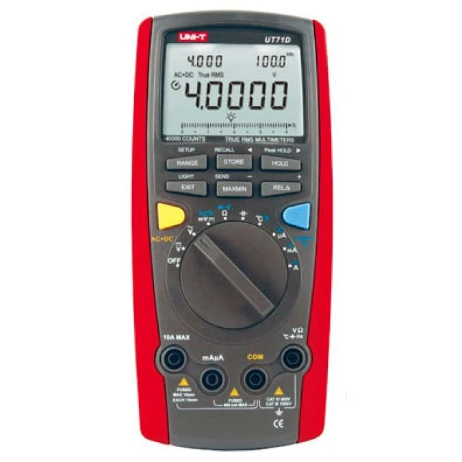 Inteligentny miernik cyfrowy z interfejsem USB, True RMS temperatura pomiar AC+DC wyświetlacz LCD 39999 73x50mm bargraf UT‑71D