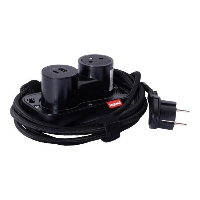 INCARA Podstawa ELECTRON 1x2p+z USB A+C 2,5 m czarny 654903