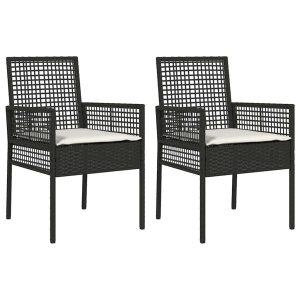 Krzesło Ogrodowe 2 pcs Czarny 55 x 53 x 85 cm polirattan 936616 Krzesło Ogrodowe 2 pcs Czarny 55 x 53 x 85 cm polirattan 936616