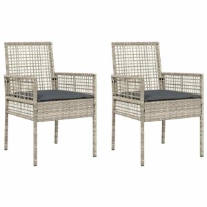 Krzesło Ogrodowe 2 pcs Jasnoszary 55 x 53 x 85 cm polirattan 936593 Krzesło Ogrodowe 2 pcs Jasnoszary 55 x 53 x 85 cm polirattan 936593