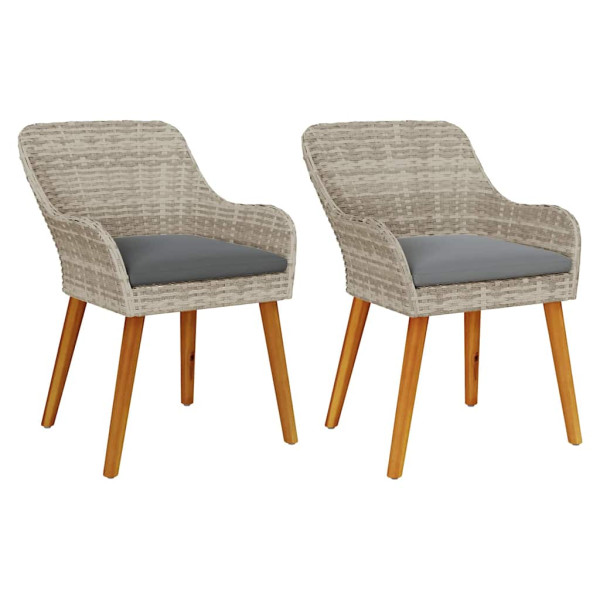 Krzesło Ogrodowe 2 pcs Jasnoszary 62,5 x 55 x 82 cm polirattan 938232