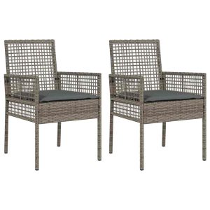 Krzesło Ogrodowe 2 pcs Szary 55 x 53 x 85 cm polirattan 936992 Krzesło Ogrodowe 2 pcs Szary 55 x 53 x 85 cm polirattan 936992