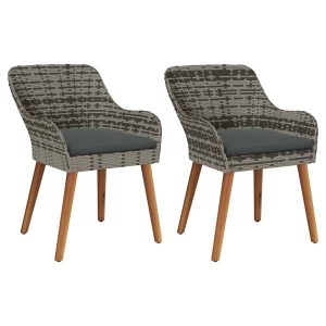 Krzesło Ogrodowe 2 pcs Szary 62,5 x 55 x 82 cm polirattan 946405 Krzesło Ogrodowe 2 pcs Szary 62,5 x 55 x 82 cm polirattan 946405
