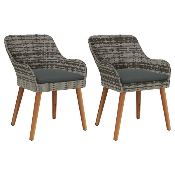 Krzesło Ogrodowe 2 pcs Szary 62,5 x 55 x 82 cm polirattan 946405