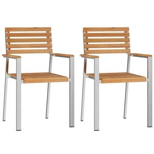 Krzesło Ogrodowe 2 szt. Olej Naturalny Lite drewno teakowe 936323 Krzesło Ogrodowe 2 szt. Olej Naturalny Lite drewno teakowe 936323