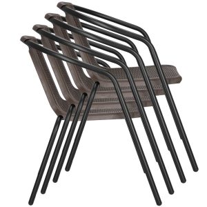 Krzesło ogrodowe 4 szt. metalowe na balkon brązowe 509140 Krzesło ogrodowe 4 szt. metalowe na balkon brązowe 509140