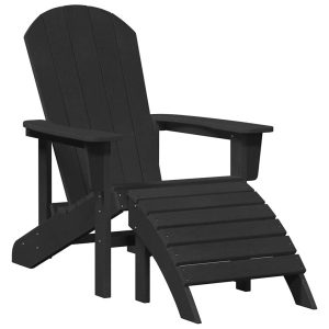 Krzesło Ogrodowe Adirondack Fotel Ogrodowy Plastikowy Czarny 936307 Krzesło Ogrodowe Adirondack Fotel Ogrodowy Plastikowy Czarny 936307