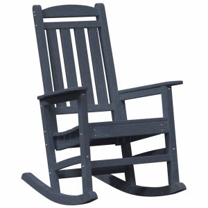 Krzesło Ogrodowe Bujane Plastikowe Granatowe Fotel Ogrodowy 937528