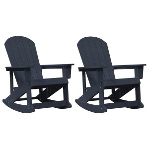 Krzesło Ogrodowe Bujane Plastikowe Granatowe Fotel Ogrodowy 936570