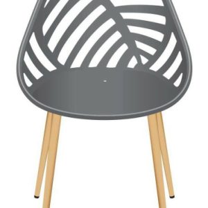 Krzesło ogrodowe LEAF szare plastikowe, metalowe nogi 86,5 cm do 110 kg 1004553