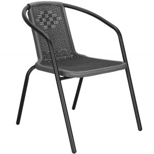 Krzesło ogrodowe metalowe, plecione krzesło na balkon szare 551453
