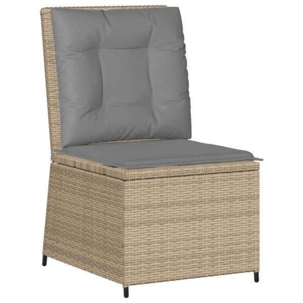 Krzesło Ogrodowe Rozkładane z Poduszką Fotel Ogrodowy Beżowy Rattan 938260