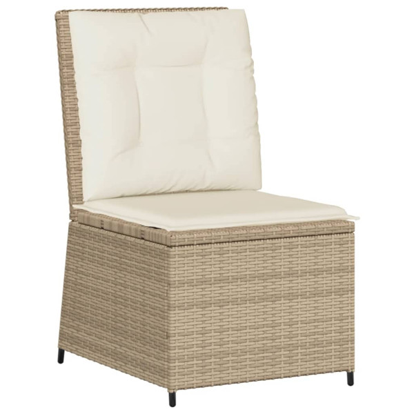 Krzesło Ogrodowe Rozkładane z Poduszką Fotel Ogrodowy Beżowy Rattan 938307