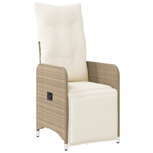 Krzesło Ogrodowe Rozkładane z Poduszką Fotel Ogrodowy Beżowy Rattan 946151 Krzesło Ogrodowe Rozkładane z Poduszką Fotel Ogrodowy Beżowy Rattan 946151