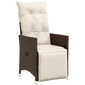 Krzesło Ogrodowe Rozkładane z Poduszką Fotel Ogrodowy Brązowy Rattan 938066 Krzesło Ogrodowe Rozkładane z Poduszką Fotel Ogrodowy Brązowy Rattan 938066
