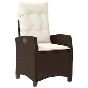 Krzesło Ogrodowe Rozkładane z Poduszką Fotel Ogrodowy Brązowy Rattan 938382 Krzesło Ogrodowe Rozkładane z Poduszką Fotel Ogrodowy Brązowy Rattan 938382