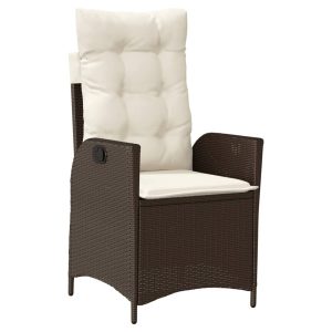 Krzesło Ogrodowe Rozkładane z Poduszką Fotel Ogrodowy Brązowy Rattan 946062 Krzesło Ogrodowe Rozkładane z Poduszką Fotel Ogrodowy Brązowy Rattan 946062