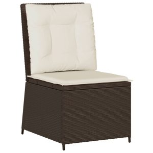 Krzesło Ogrodowe Rozkładane z Poduszką Fotel Ogrodowy Brązowy Rattan 946096 Krzesło Ogrodowe Rozkładane z Poduszką Fotel Ogrodowy Brązowy Rattan 946096