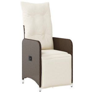 Krzesło Ogrodowe Rozkładane z Poduszką Fotel Ogrodowy Brązowy Rattan 946104 Krzesło Ogrodowe Rozkładane z Poduszką Fotel Ogrodowy Brązowy Rattan 946104