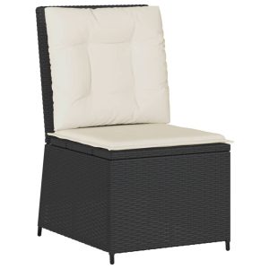 Krzesło Ogrodowe Rozkładane z Poduszką Fotel Ogrodowy Czarny Rattan 937990 Krzesło Ogrodowe Rozkładane z Poduszką Fotel Ogrodowy Czarny Rattan 937990