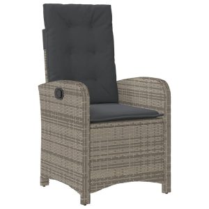 Krzesło Ogrodowe Rozkładane z Poduszką Fotel Ogrodowy Szary Rattan 938044 Krzesło Ogrodowe Rozkładane z Poduszką Fotel Ogrodowy Szary Rattan 938044