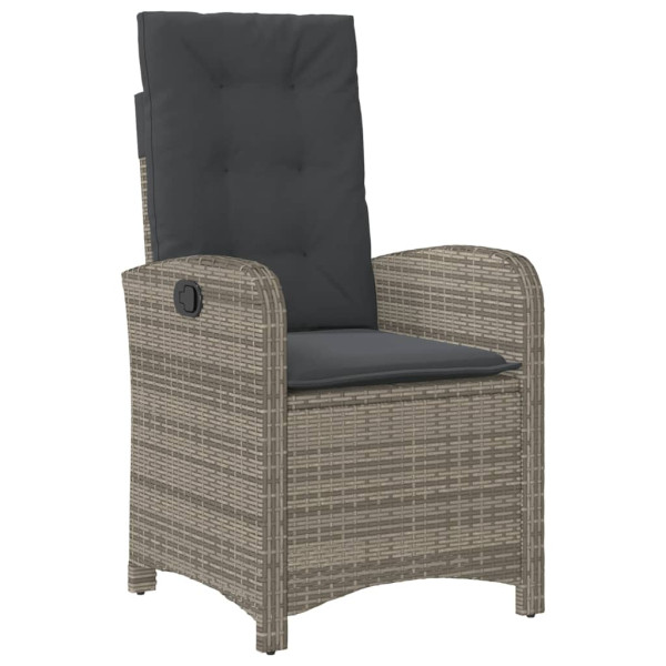 Krzesło Ogrodowe Rozkładane z Poduszką Fotel Ogrodowy Szary Rattan 938044