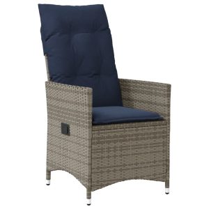 Krzesło Ogrodowe Rozkładane z Poduszką Fotel Ogrodowy Szary Rattan 946103