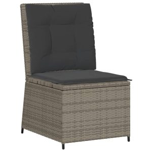 Krzesło Ogrodowe Rozkładane z Poduszką Fotel Ogrodowy Szary Rattan 946106