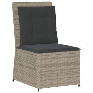 Krzesło Ogrodowe Rozkładane z Poduszką Fotel Ogrodowy Szary Rattan 946146