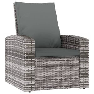 Krzesło Ogrodowe Rozkładane z Poduszką Fotel Ogrodowy Szary Rattan 946244