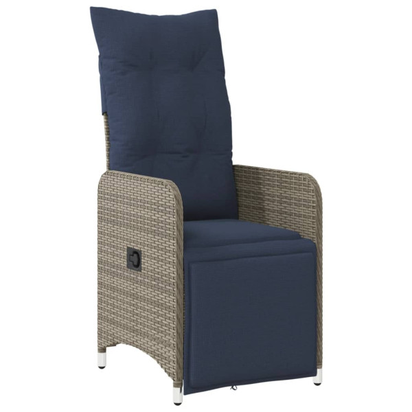 Krzesło Ogrodowe Rozkładane z Poduszką Fotel Ogrodowy Szary Rattan 938045