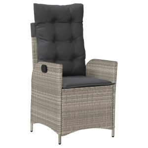 Krzesło Ogrodowe Rozkładane z Poduszką Fotel Ogrodowy Szary Rattan 938148 Krzesło Ogrodowe Rozkładane z Poduszką Fotel Ogrodowy Szary Rattan 938148