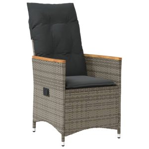 Krzesło Ogrodowe Rozkładane z Poduszką Fotel Ogrodowy Szary Rattan 938234 Krzesło Ogrodowe Rozkładane z Poduszką Fotel Ogrodowy Szary Rattan 938234