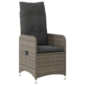 Krzesło Ogrodowe Rozkładane z Poduszką Fotel Ogrodowy Szary Rattan 938254 Krzesło Ogrodowe Rozkładane z Poduszką Fotel Ogrodowy Szary Rattan 938254