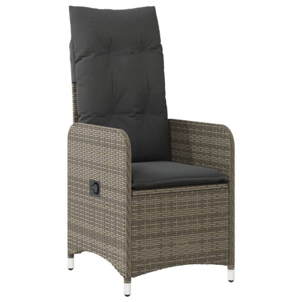 Krzesło Ogrodowe Rozkładane z Poduszką Fotel Ogrodowy Szary Rattan 938254