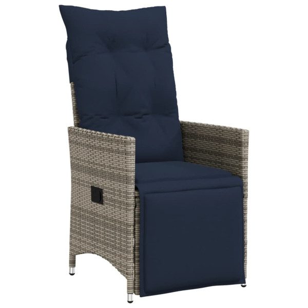 Krzesło Ogrodowe Rozkładane z Poduszką Fotel Ogrodowy Szary Rattan 938374