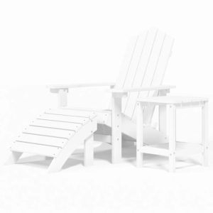 Krzesło Ogrodowe z Podnóżkiem Adirondack Fotel Ogrodowy Plastikowy Biały 936609 Krzesło Ogrodowe z Podnóżkiem Adirondack Fotel Ogrodowy Plastikowy Biały 936609